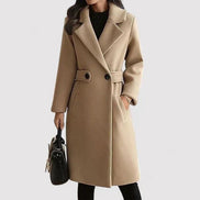 Rosa Belted Longline Wool-Blend Winter Coat with Tailored Fit for Women