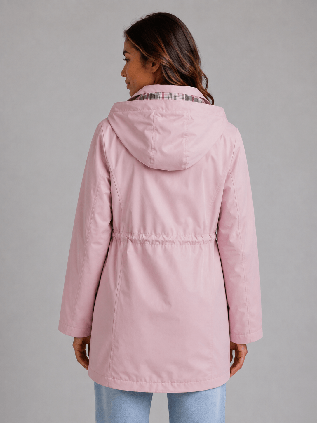 Hooded Waterproof Jacket with Drawstring Waist for Women