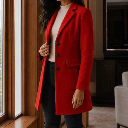 Simone Women's Tailored Wool-Blend Winter Coat with Notched Lapel