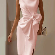 Matilda Bow Detail Bodycon Cocktail Midi Dress