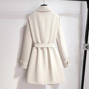 Belted Double-Breasted Trench Style Polyester Winter Coats Women