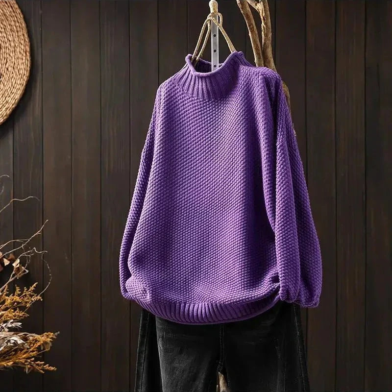 Filipa Mock-Neck Ribbed Women's Knit Jumper