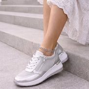 Women's Platform Lace-Up Cushioned Sneakers with Side Zip