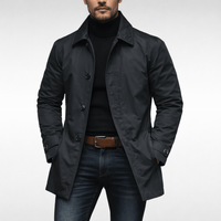 Men's Weather-Resistant Tailored Mac Coat with Quilted Lining
