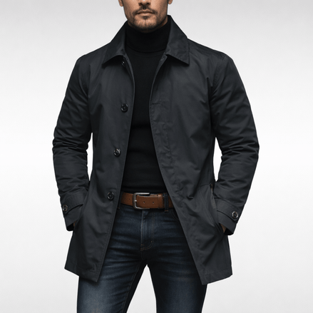 Men's Weather-Resistant Tailored Mac Coat with Quilted Lining