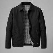 Lightweight Full Zip Mens Jacket with Checked Lining and Point Collar