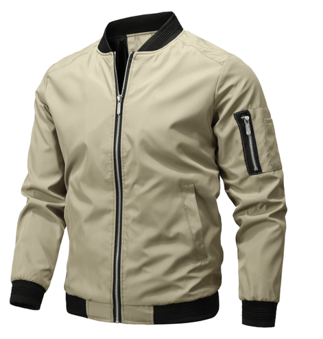 Men's Lightweight Bomber Jacket with Zip Pocket Sleeve Detail