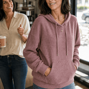Women's Ribbed Corduroy-Look Hoodie with Front Pocket