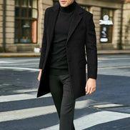 Keith Long Wool-Blend Mens Coats Single-Breasted Overcoat