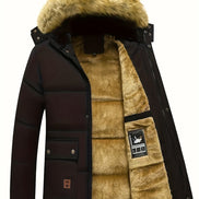 Drake Hooded Quilted Mens Puffer Jacket with Faux Fur Trim