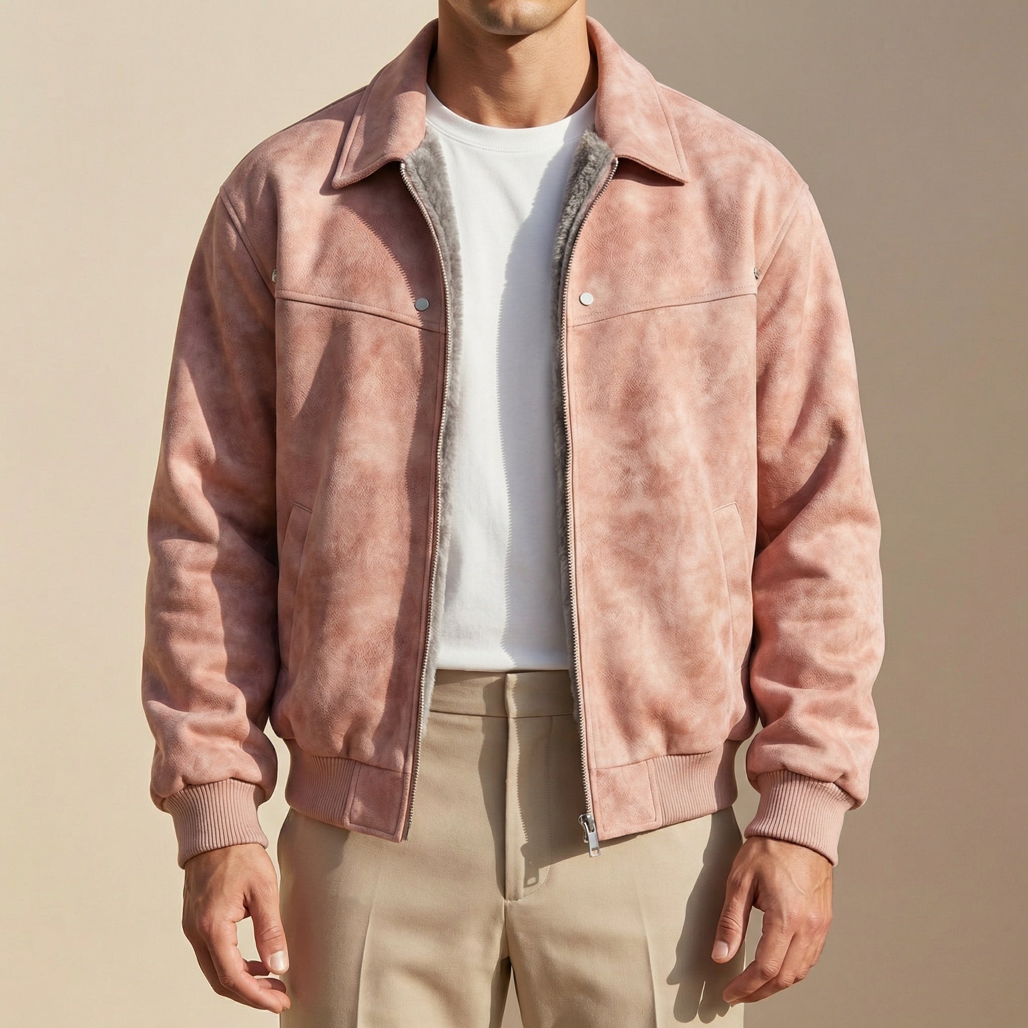 Jacob Suede-Look Bomber Jacket for Men
