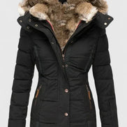 Veyzandra Faux Fur Hooded Padded Women's Winter Coat with Pockets