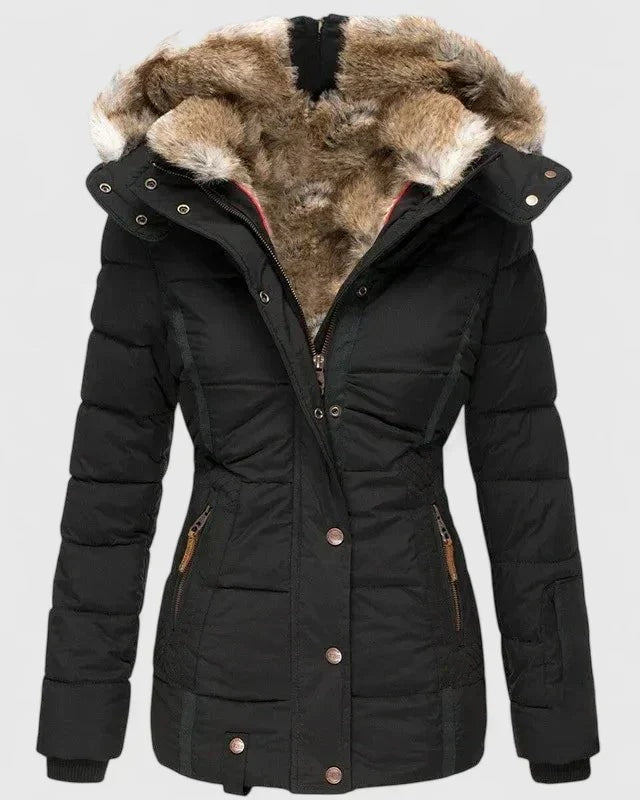 Veyzandra Faux Fur Hooded Padded Women's Winter Coat with Pockets