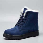 Women's Fur-Lined Suede Lace-Up Boots with Chunky Sole