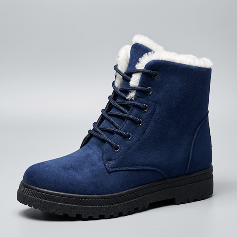 Women's Fur-Lined Suede Lace-Up Boots with Chunky Sole