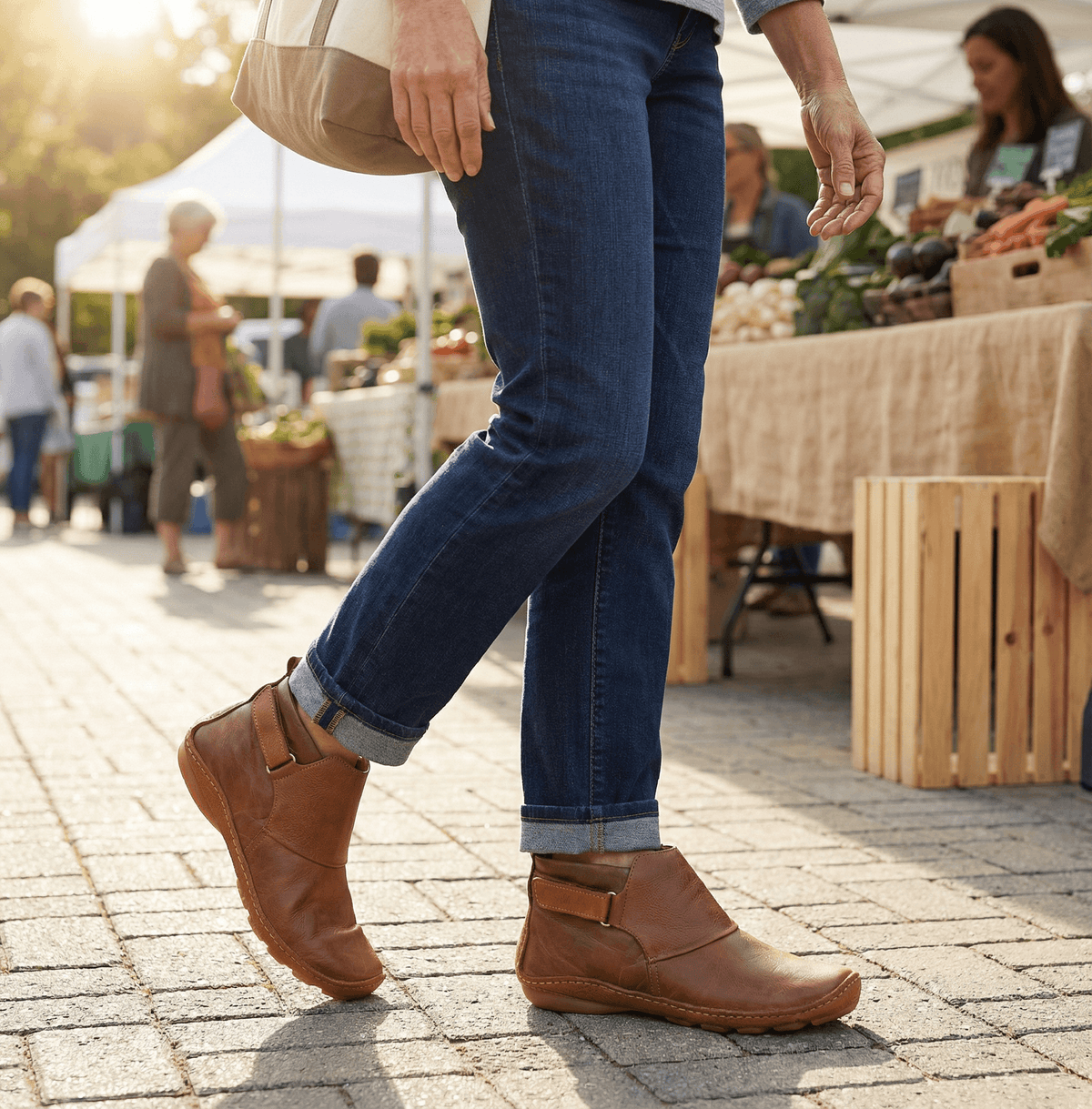 Solena Wide-Fit Women's Ankle Boots with Adjustable Strap for Sensitive Feet