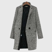 Rebeka Longline Houndstooth Tweed Winter Coat for Women