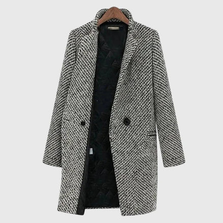 Rebeka Longline Houndstooth Tweed Winter Coat for Women