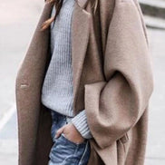 Oversized Long Winter Coat with Wide Sleeves in Wool Blend