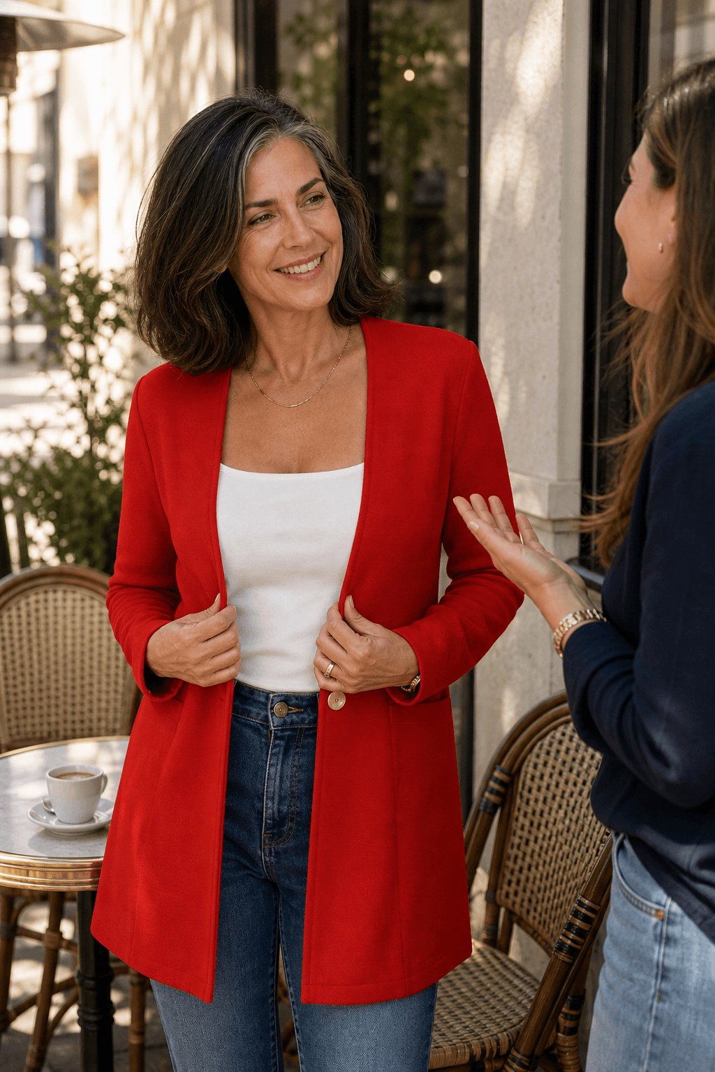 Linevalle Women's V-Neck Single-Button A-Line Tailored Blazer