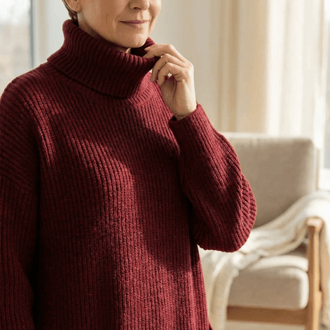 Women's Relaxed Turtleneck Knitted Jumper Dress with Pockets