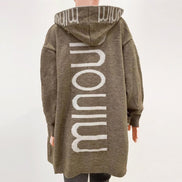 Audrey Hooded Longline Knitted Cardigan for Women with Pockets