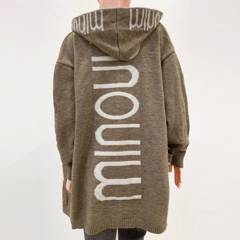 Audrey Hooded Longline Knitted Cardigan for Women with Pockets