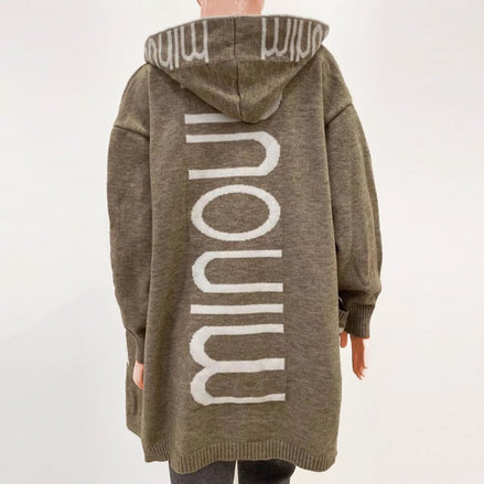 Audrey Hooded Longline Knitted Cardigan for Women with Pockets