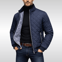 Men's Diamond-Quilted Jacket with Faux Fur Lining for Winter