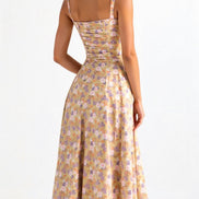 Elodie Floral Satin Midi Slip Dress for Autumn Dresses Occasions