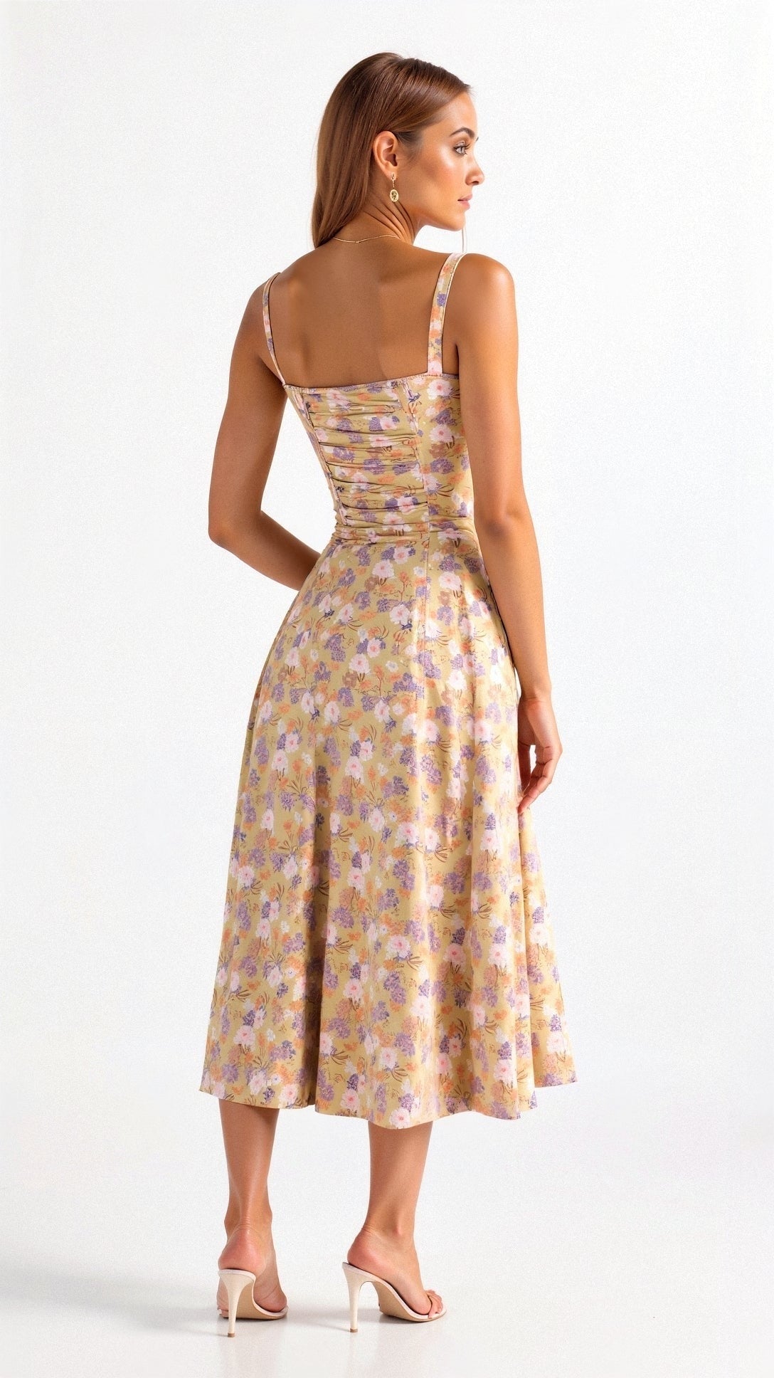Elodie Floral Satin Midi Slip Dress for Autumn Dresses Occasions