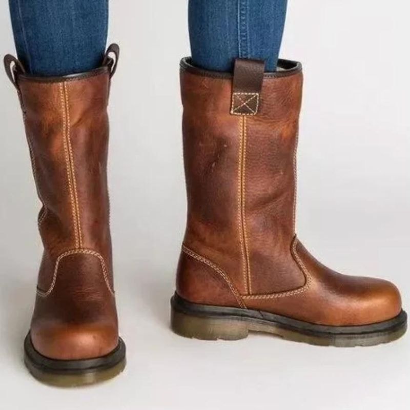Shearling-Lined Fold-Down Mens Boots with Pull-On Design