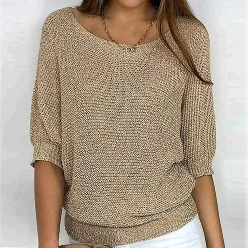 Jade Women's Batwing Sleeve Knitted Jumper with Crew Neck