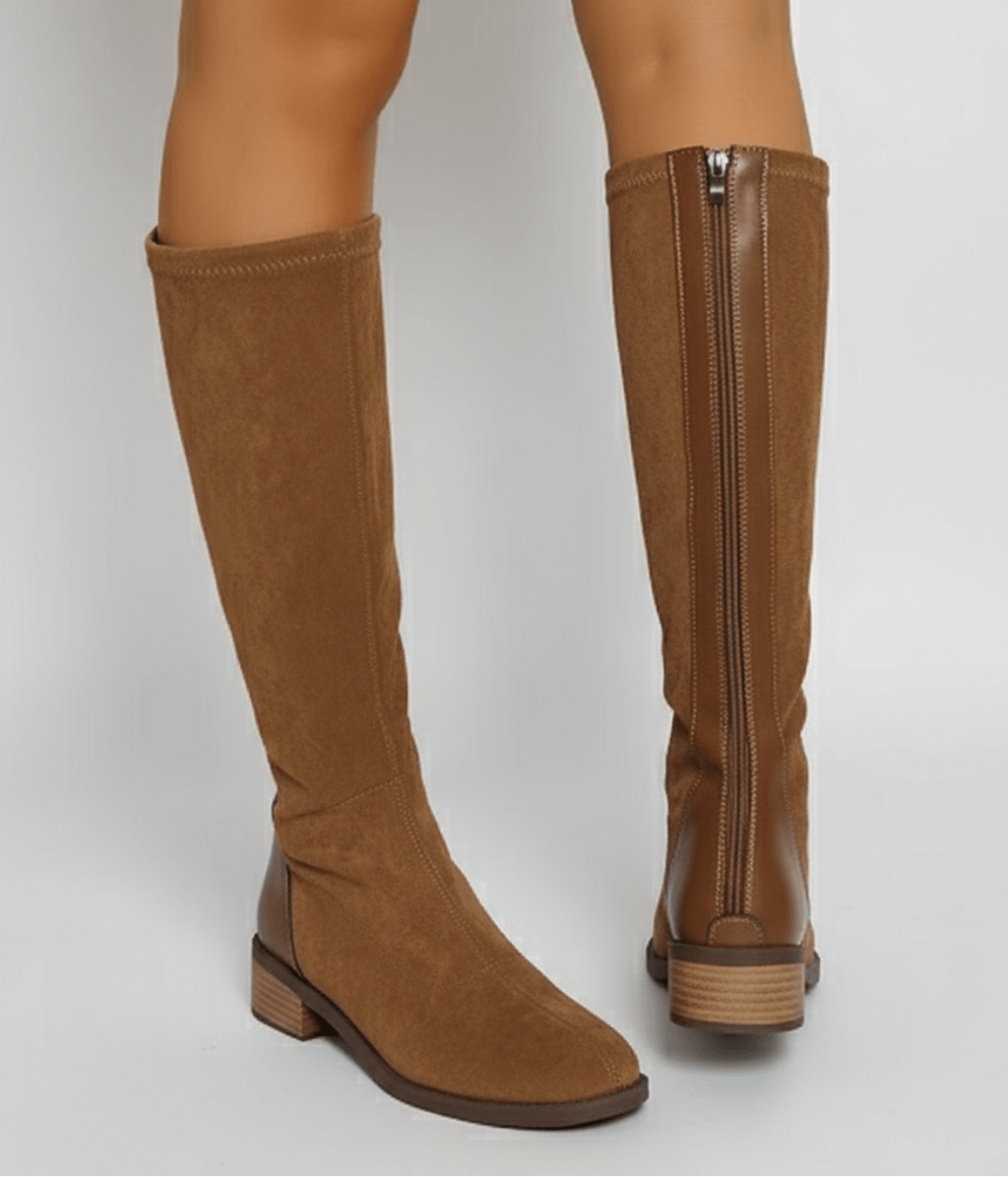 Women's Suede-Look Block Heel Knee-High Boots for Winter