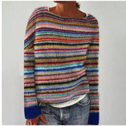 Fair Isle Pattern Crew Neck Knitted Jumper for Women