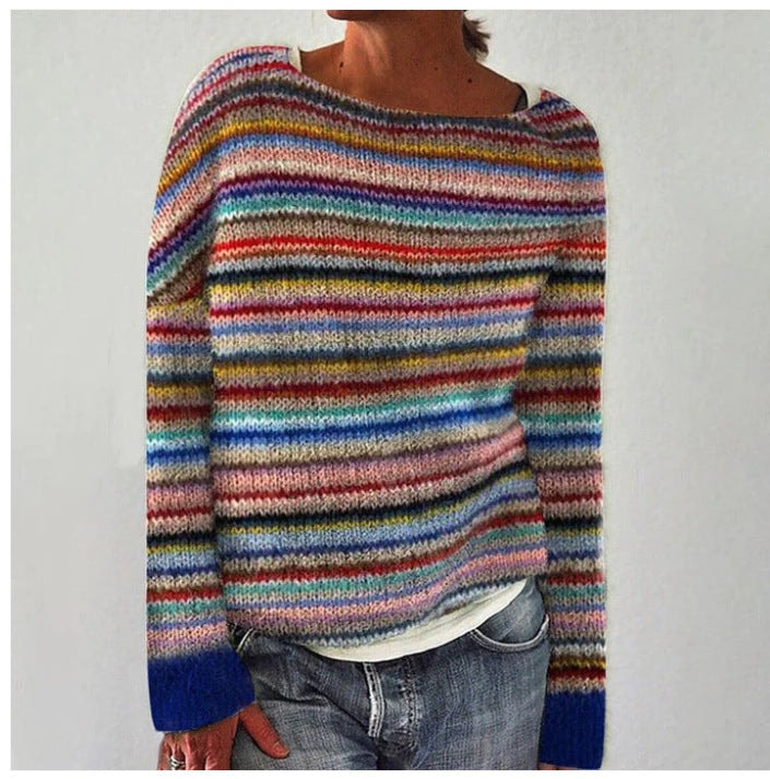Fair Isle Pattern Crew Neck Knitted Jumper for Women