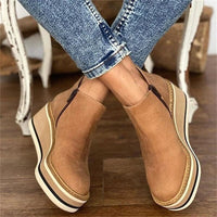 Courtney Faux Leather Wedge Boots for Women with Side Zip and Round Toe