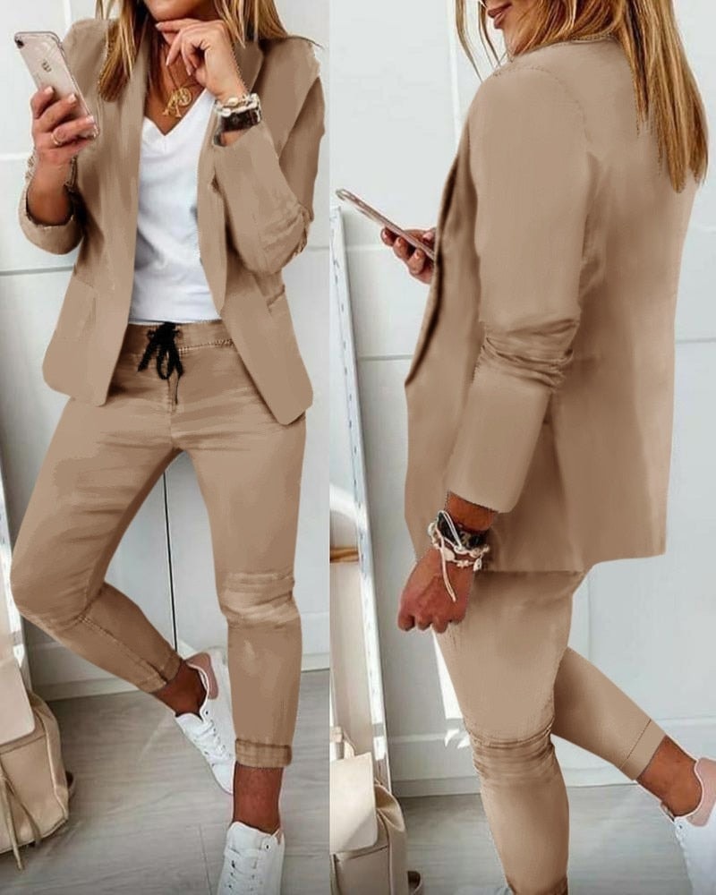 Women's Blazer and Jogger Two Piece Co Ord Set