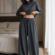 Women's Turtleneck Wide-Leg Trouser Co-Ord Set