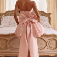 Clara Strapless Satin Puffball Mini Dress for Autumn Dresses Occasions