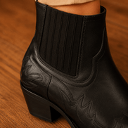 Bartoli Western-Style Leather Women's Boots with Block Heel