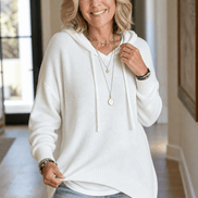 Women's Oversized Hooded Acrylic Knitted Jumper with Drawstring