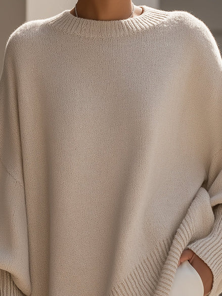 Emma Oversized Asymmetric Hem Wool Blend Knitted Jumper for Women