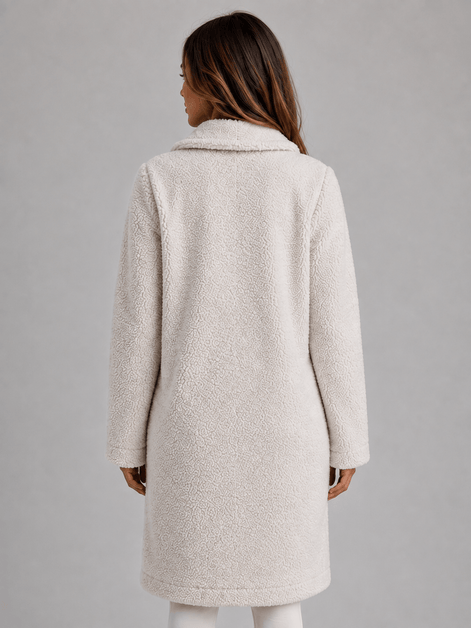 Women's Longline Teddy Borg Fleece Button-Front Winter Coat