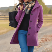 Helga Women's Classic Button-Front Wool-Blend Winter Coat