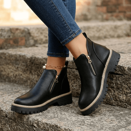 Strida Women's Cushioned Platform Chelsea Ankle Boots with Side Zip