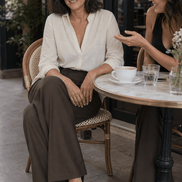 Women's Wide-Leg High-Waisted Trousers with Structured Waistband