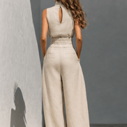 Sleeveless Wide-Leg Trouser Two Piece Set for Women
