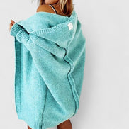 Rosalynne Oversized Hooded Women's Knitted Cardigan with Knee-Length Cut