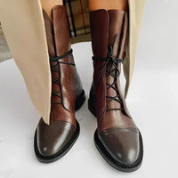 Tatum Calf-Length Lace-Up Leather Boots for Women